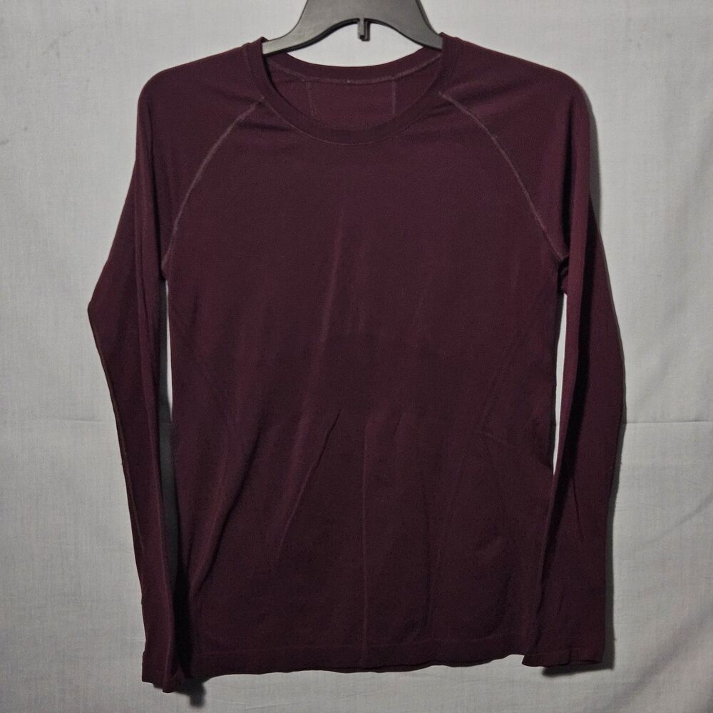 Athleta Momentum Seamless Top Long Sleeve Shirt Womens S Burgundy Maroon Running